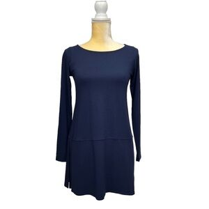 Eileen Fisher Tunic Size XXS Midnight Blue Bateau Neck Top Shirt Jersey New NWT